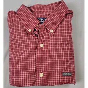 Ralph Lauren Chaps Easy Care Men's Long Sleeve Button Down Plaid Shirt Sz Large